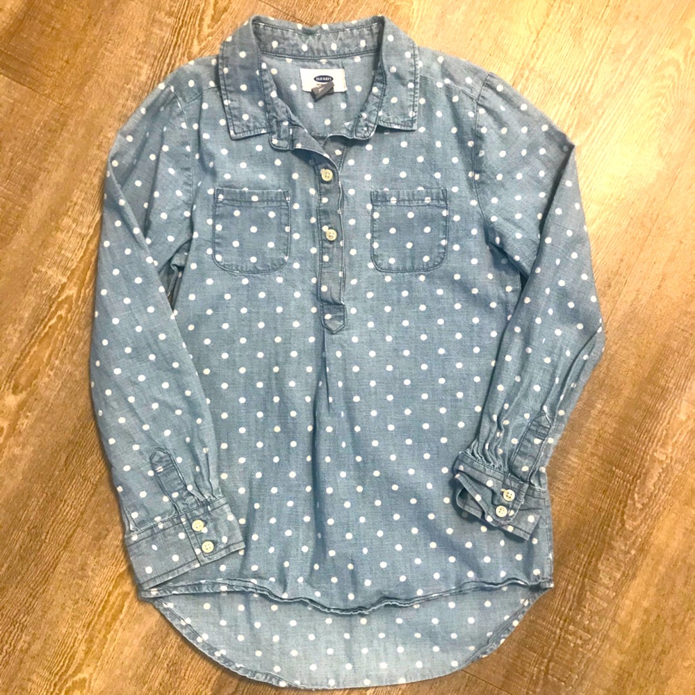 Girls Size 6-7 Polka dot shirt dress